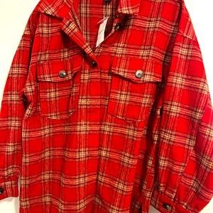 Forever21 Red Plaid Jacket Shirt